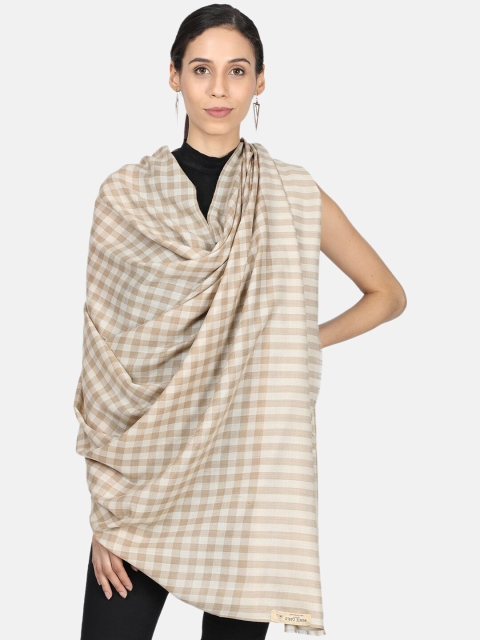 

Monte Carlo Women White & Beige Checked Shawl