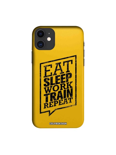 

CelfieDesign Yellow & Black Quirky Eat Sleep Sustainable Signature Apple iPhone 11 Back Cover