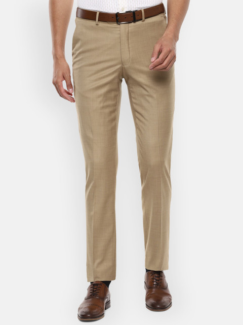 

Luxure by Louis Philippe Men Khaki Slim Fit Self Design Formal Trousers