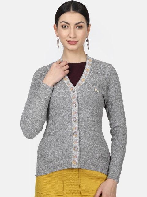 

Monte Carlo Women Grey Solid Cardigan Sweater