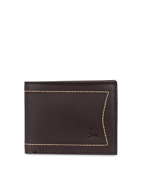 

Pacific Gold Men Brown Solid PU Leather Two Fold Wallet