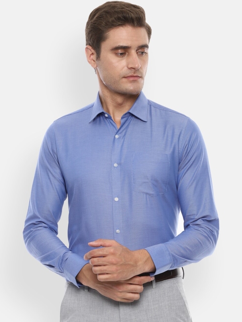 

Van Heusen Men Blue Slim Fit Solid Cotton Formal Shirt
