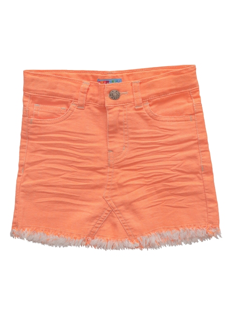 

Kid Studio Girls Orange Solid Denim Skirt