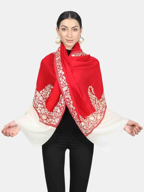 

Monte Women Carlo Red & Off-White Embroidered Stole