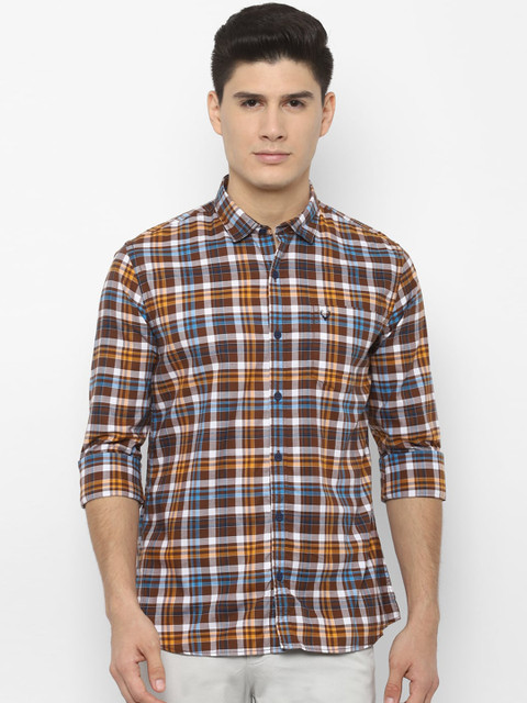 

Solly Jeans Co. Men Brown & White Slim Fit Checked Casual Shirt