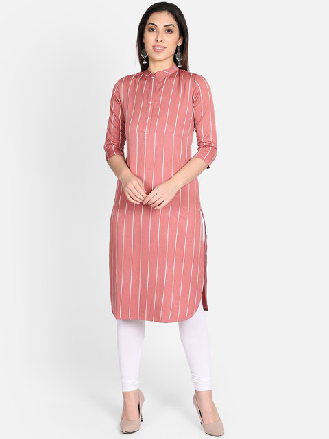 

Bani Women Women Mauve Striped Straight Kurta
