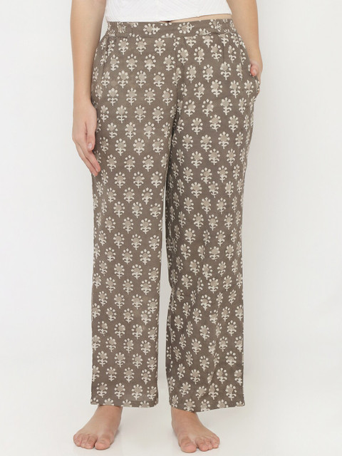 

Heart 2 Heart Women Grey & Off-White Printed Lounge Pants