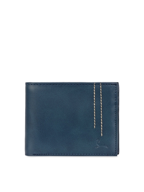 

Pacific Gold Men Blue Solid Two Fold Wallet