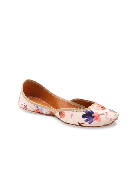 

HUE Women Cream-Coloured Printed Mojaris