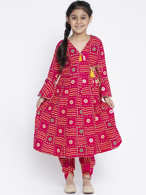 

Baani Creations Girls Magenta Printed Kurta with Dhoti Pants