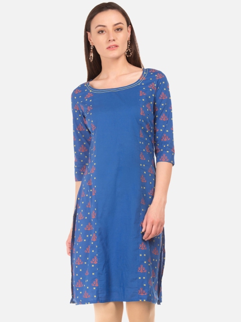 

Karigari Women Blue Printed A-Line Kurta