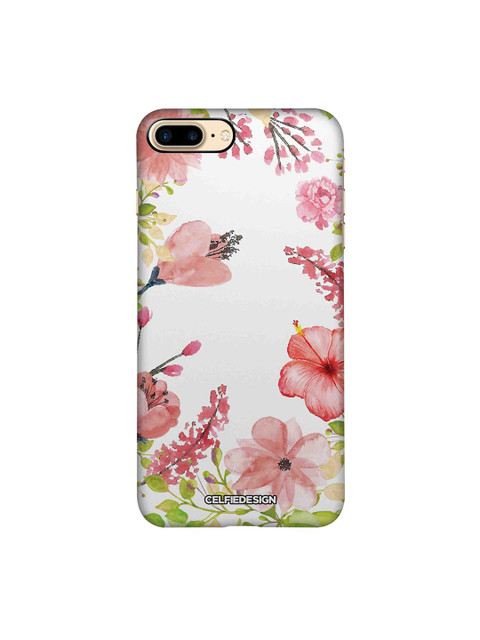 

CelfieDesign White & Pink Floral Print iPhone 8 Plus Phone Cover