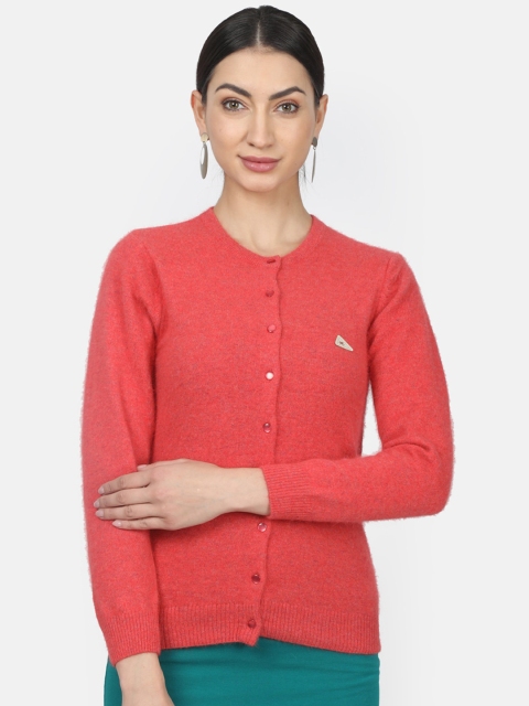 

Monte Carlo Women Red Solid Cardigan Sweater