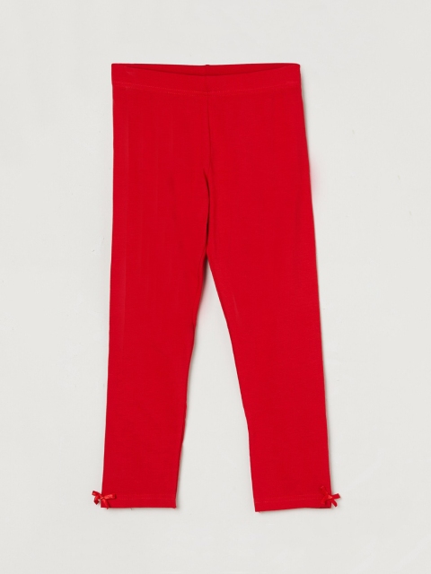 

max Girls Red Solid Ankle-Length Leggings