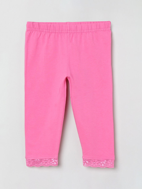 

max Infant Girls Rose Pink Solid Ankle-Length Leggings