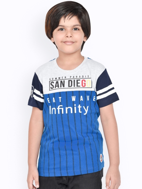 

ORANGE PUMPKKIN Boys Blue Printed Round Neck T-shirt