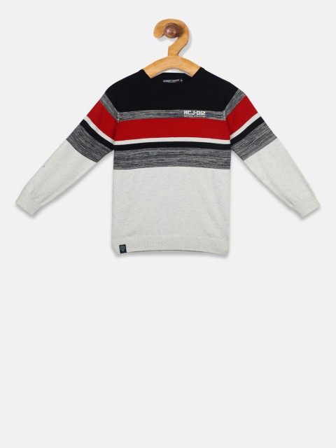 

Monte Carlo Boys Grey Melange & Black Striped Pullover Sweater