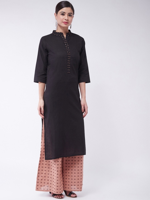 

InWeave Women Black Solid Kurta with Palazzos