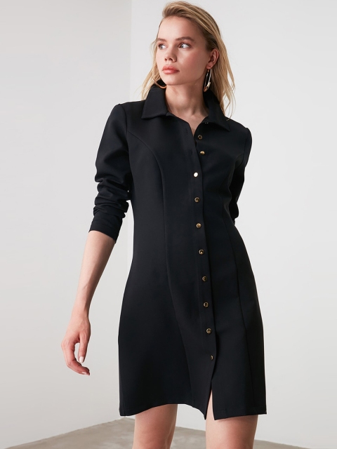 

TRENDYOL COLLECTION Women Black Solid Shirt Dress