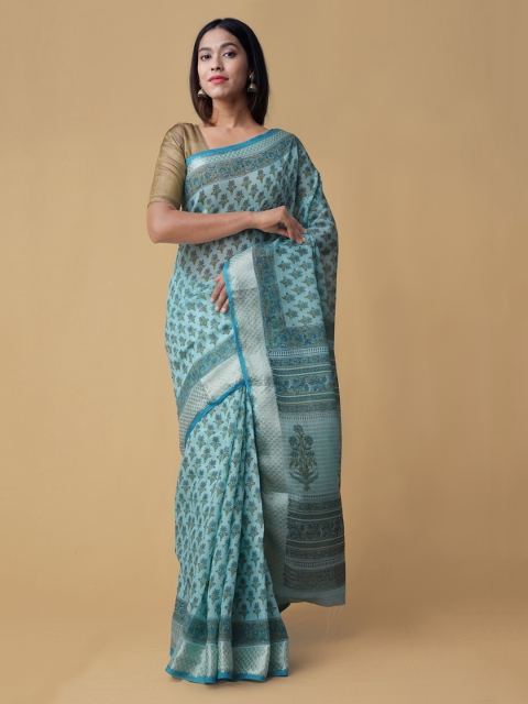 

Unnati Silks Blue Printed Pure Cotton Saree