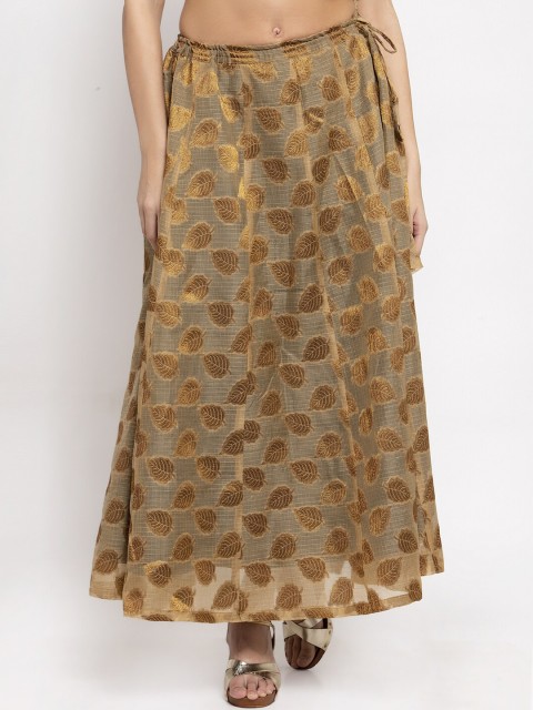 

Ayaany Women Gold-Coloured & Grey Printed Maxi Skirt