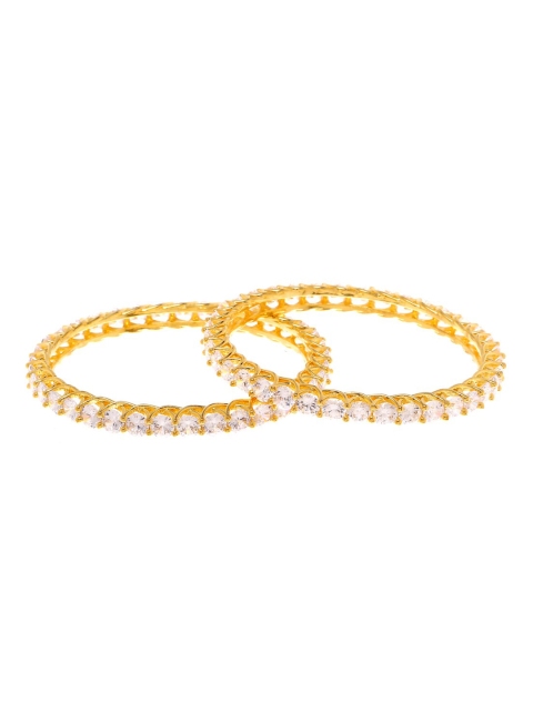 

Voylla Women Set Of 2 Gold-Plated Cubic Zirconia Studded Bangles