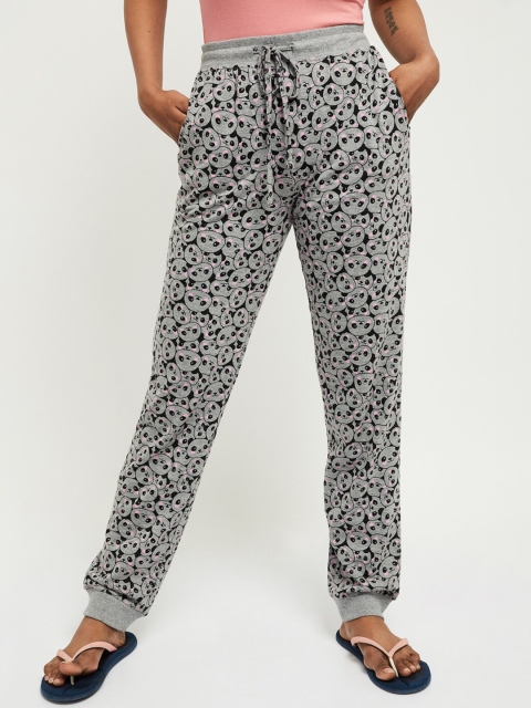 

max Women Grey & Black Printed Lounge Pants