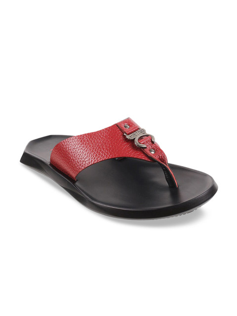 

Metro Men Red & Black Leather Comfort Sandals