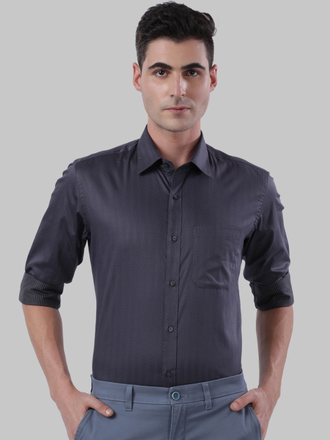 

Raymond Men Navy Blue & Charcoal Regular Fit Printed Semiformal Shirt