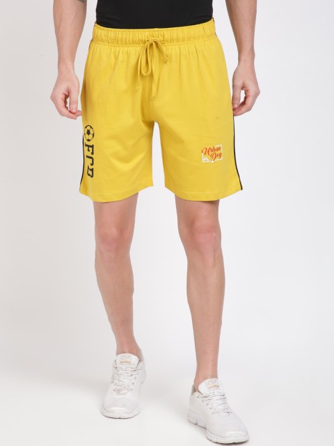 

Urban Dog Men Yellow Printed Regular Fit Shorts