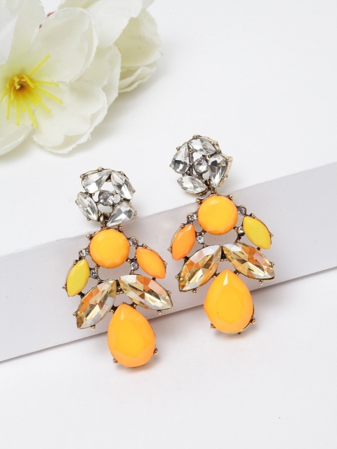 

AVANT-GARDE PARIS Gold-Plated & Orange Contemporary Drop Earrings