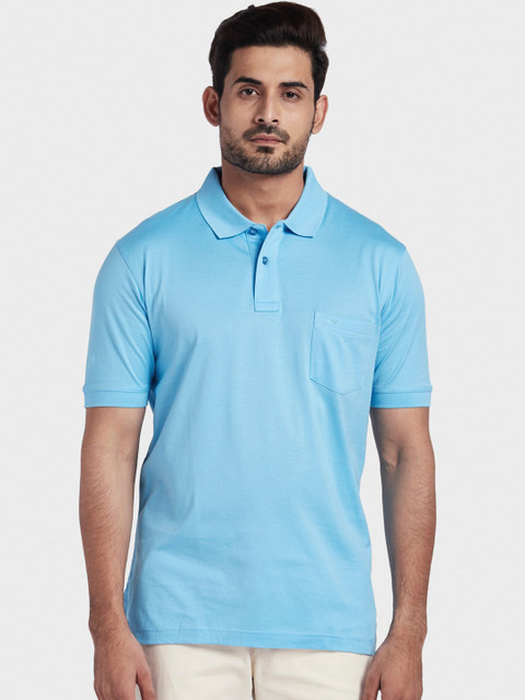 

ColorPlus Men Blue Solid Polo Collar T-shirt