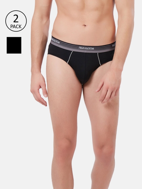 

Fruit of the loom Men Pack of 2 Black Solid Basic Briefs MHB05-2P-A2S1
