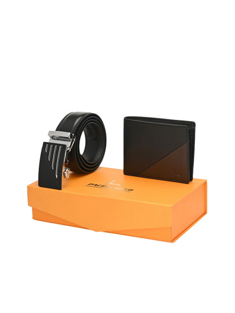

Pacific Gold Men Black Genuine Leather Accessory Gift Set