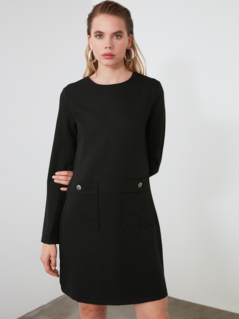 

TRENDYOL COLLECTION Women Black Solid A-Line Dress