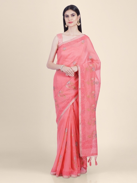 

Kasat Pink & Gold-Coloured Silk Blend Woven Design Banarasi Handloom Saree