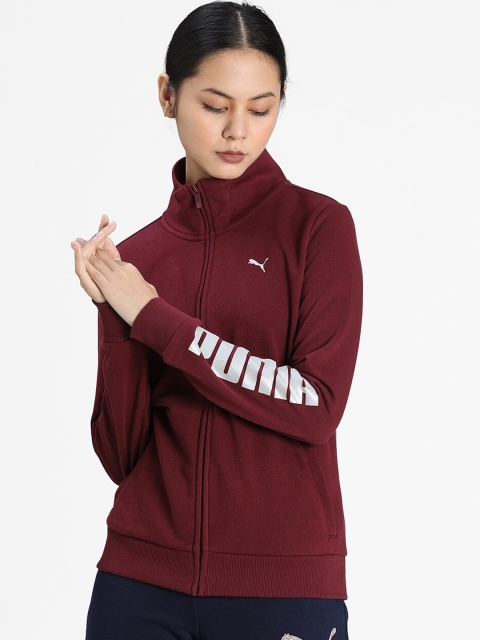

Puma Women Maroon & White Printed s Sweat Jacket 10 Bomber