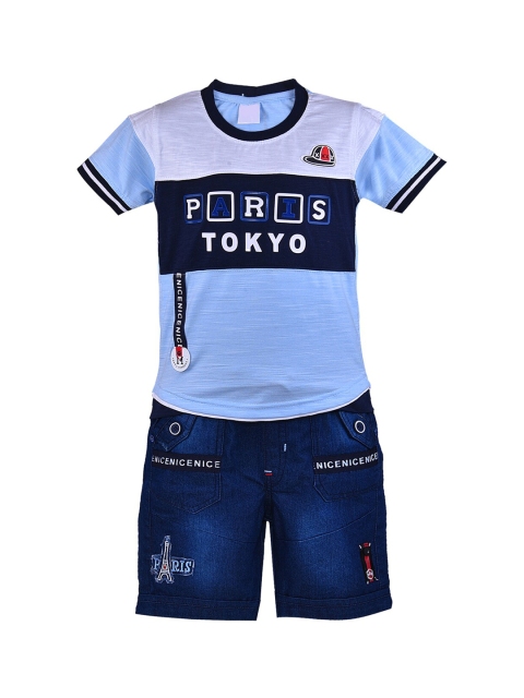 

Wish Karo Boys Blue Printed T-shirt with Shorts