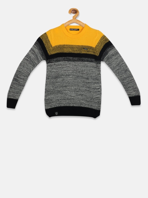 Monte Carlo Boys Mustard Yellow & Grey Colourblocked Pullover Sweater