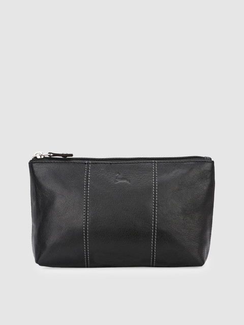 

Pacific Gold Men Black Solid Genuine Leather Passport Holder