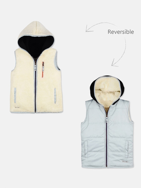 

Cherry Crumble Boys Blue Solid Reversible Puffer Jacket