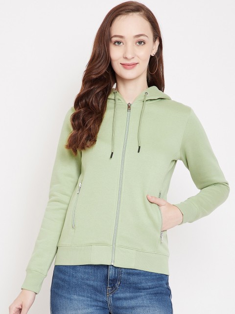

Octave Women Green Solid Hooded Sweatshirt