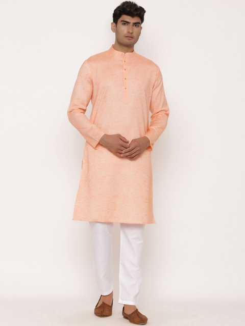 

Tistabene Men Orange Solid Kurta with Churidar