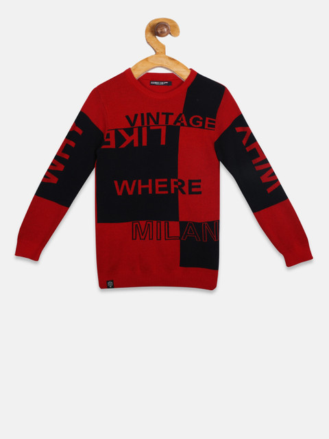 

Monte Carlo Boys Red & Black Typography Printed Pullover Sweater