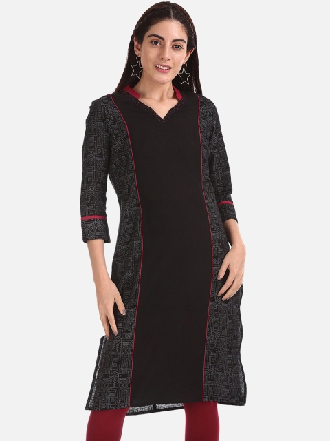 

Karigari Women Black Printed A-Line Kurta