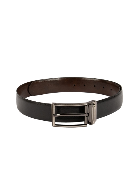 

ROSSO BRUNELLO Men Brown & Black Textured Reversible Leather Belt