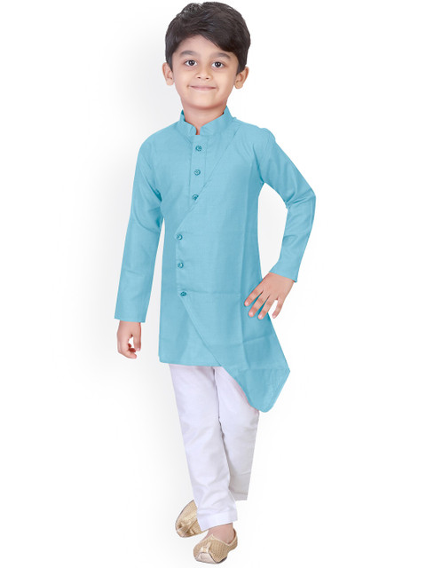

Kidotsav Boys Blue & White Solid Kurta with Pyjamas