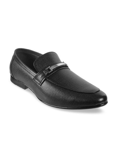 

Metro Men Black Textured Leather Formal Loafers