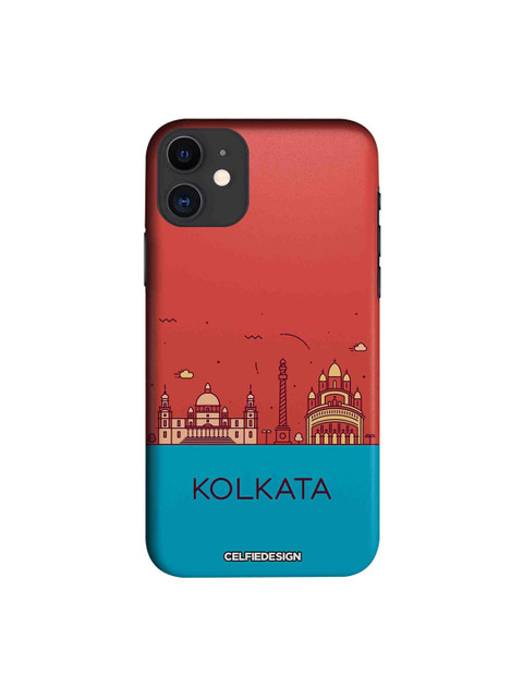 

CelfieDesign Red & Blue Quirky Kolkata Skyline Sustainable Signature Apple iPhone 11 Back Cover