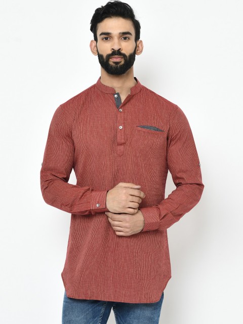 

KISAH Men Maroon & Beige Striped Straight Kurta